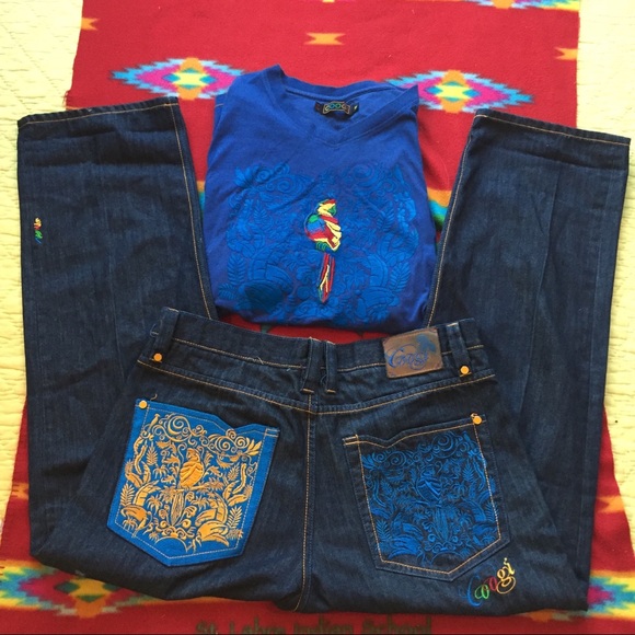 Bundle Coogi Parrot Embroidery Jeans+ Coogi Shirt